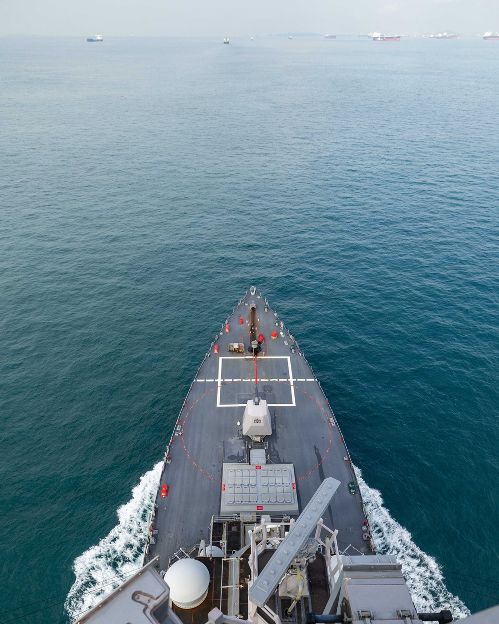 USS Rafael Peralta (DDG 115) transits the Strait of Malacca
