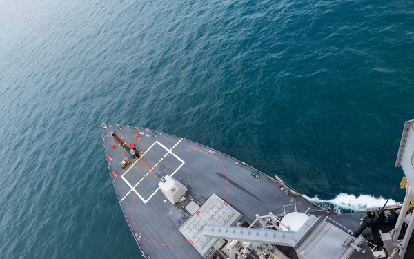 USS Rafael Peralta (DDG 115) transits the Strait of Malacca