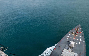 USS Rafael Peralta (DDG 115) transits the Strait of Malacca