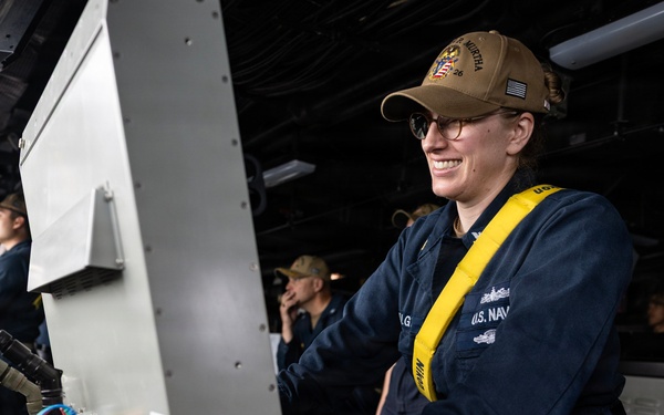 John P. Murtha gets underway for Artemis II recovery