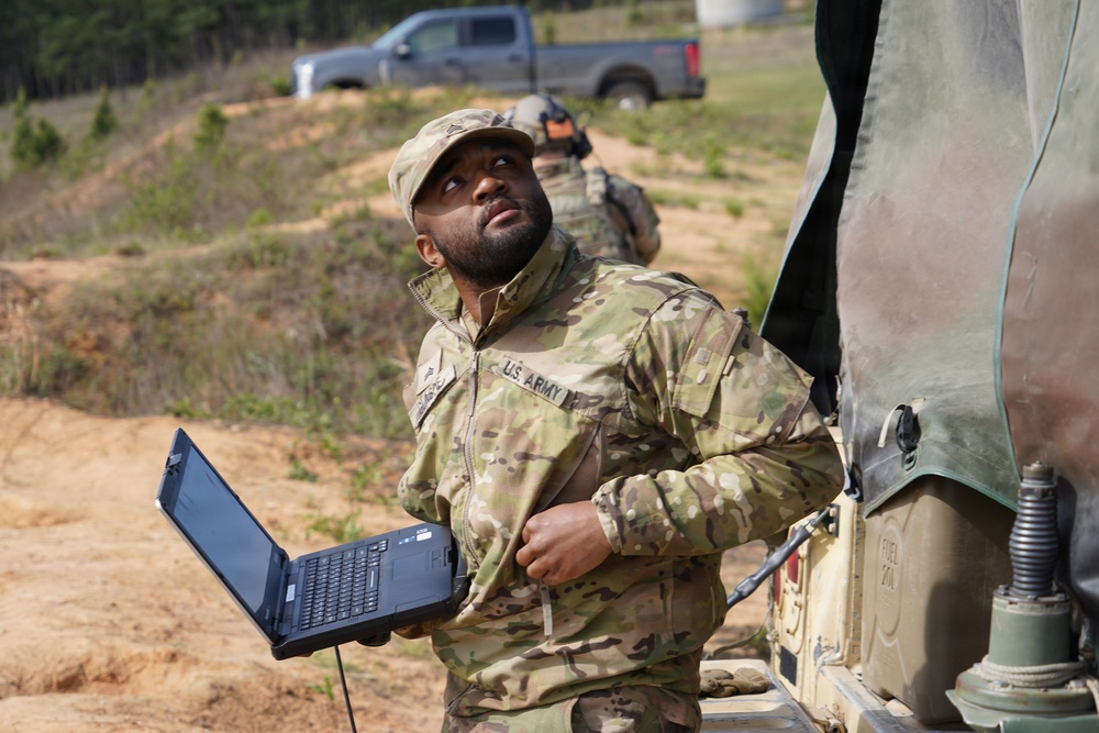 101st MFRC Soldier operates a mobile command system for UAS