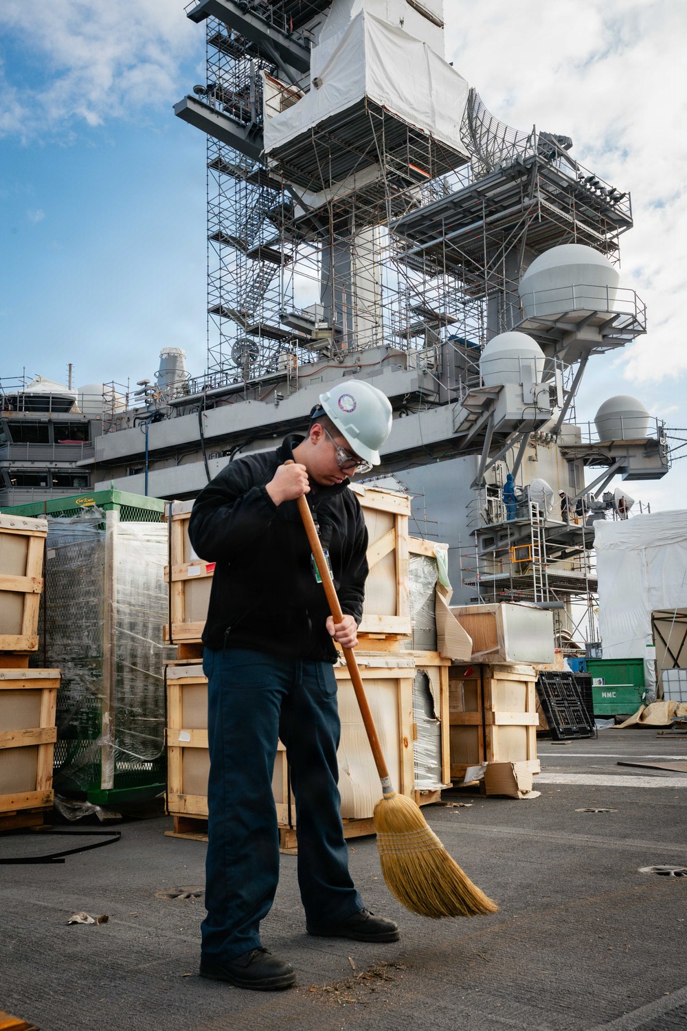 Ronald Reagan Sailors Work On Flight Deck