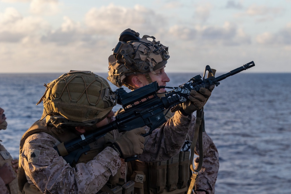 11th MEU Marines, Sailors and DoW Contractors Conduct C-sUAS Training Aboard USS Portland