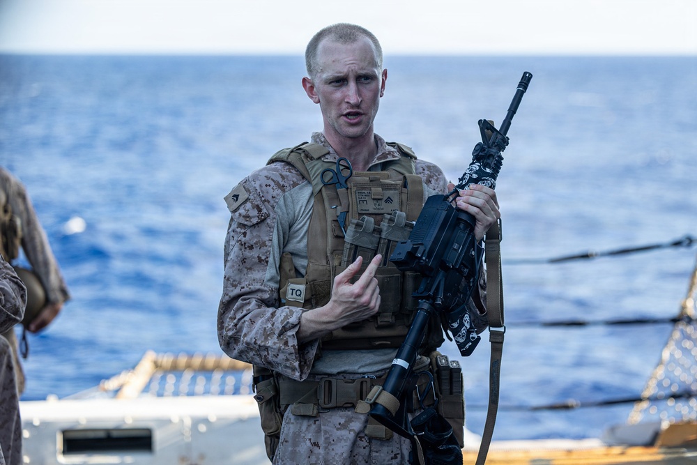 11th MEU Marines, Sailors and DoW Contractors Conduct C-sUAS Training Aboard USS Portland