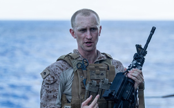 11th MEU Marines, Sailors and DoW Contractors Conduct C-sUAS Training Aboard USS Portland