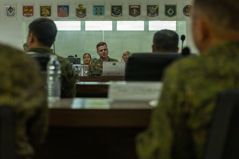 Balikatan 26: U.S. and Armed Forces of the Philippines servicemembers conduct a key leader engagement ahead of maritime sustainment operations