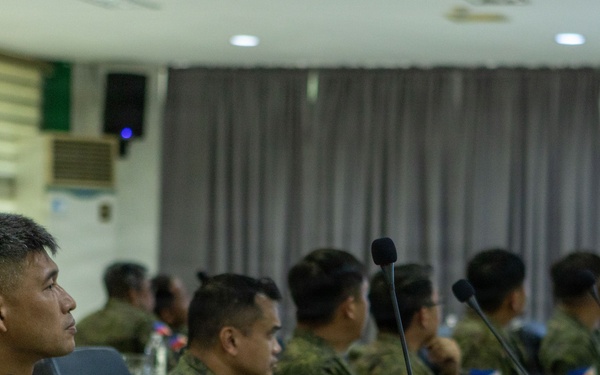 Balikatan 26: U.S. and Armed Forces of the Philippines servicemembers conduct a key leader engagement ahead of maritime sustainment operations