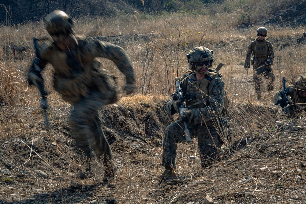 U.S. Marines Rehearse Live Fire Platoon Attacks During KMEP 26.1