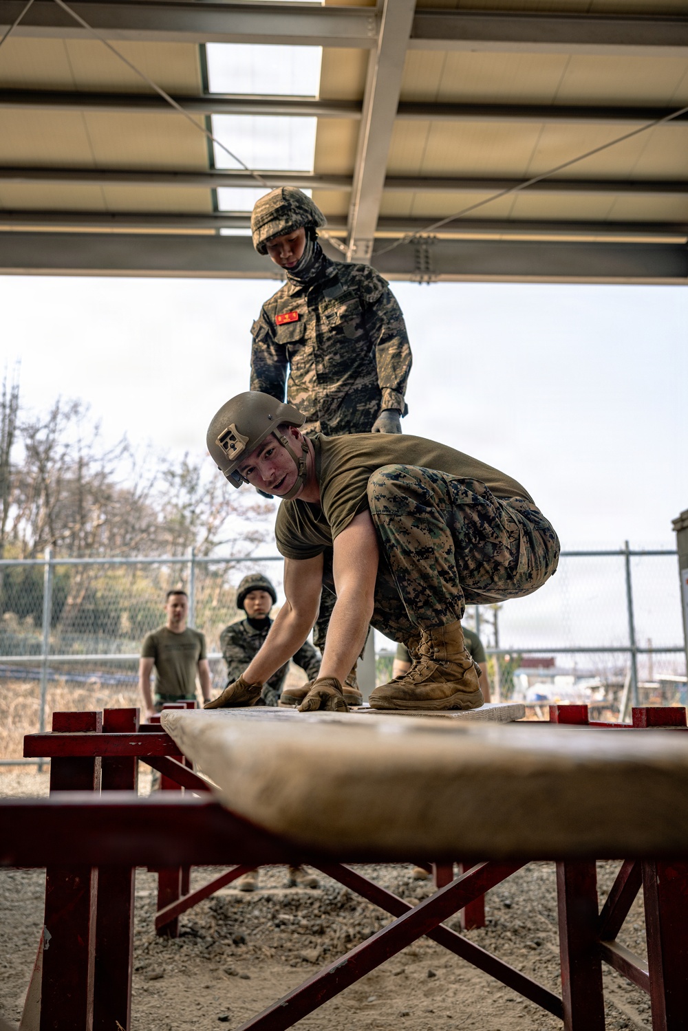 U.S. Marines and ROK Marines Conduct Team Building Exercises During KMEP 26.1