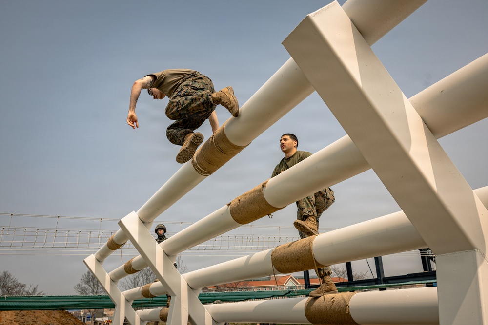 U.S. Marines and ROK Marines Conduct Team Building Exercises During KMEP 26.1