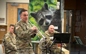 West Point band inspires kindergarteners with patriotic performance