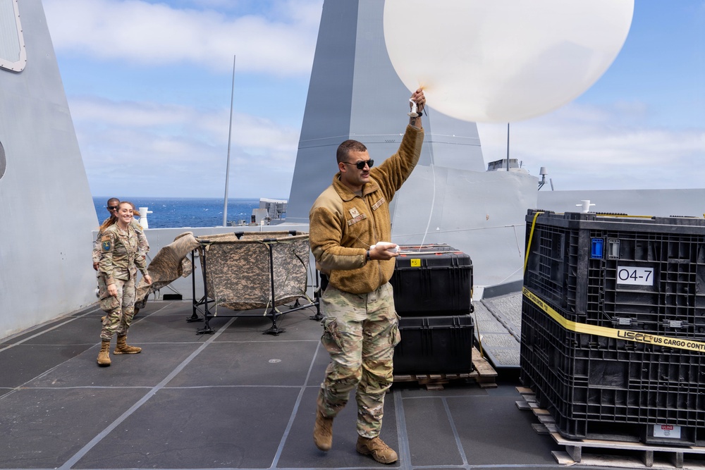 U.S. Airmen Assigned to the 45th Weather Squadron Launch Weather Balloon