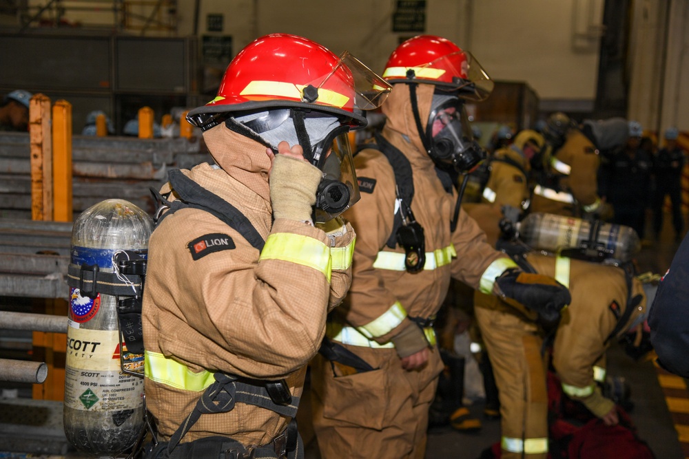 USS Carl Vinson (CVN 70) conducts damage control drill