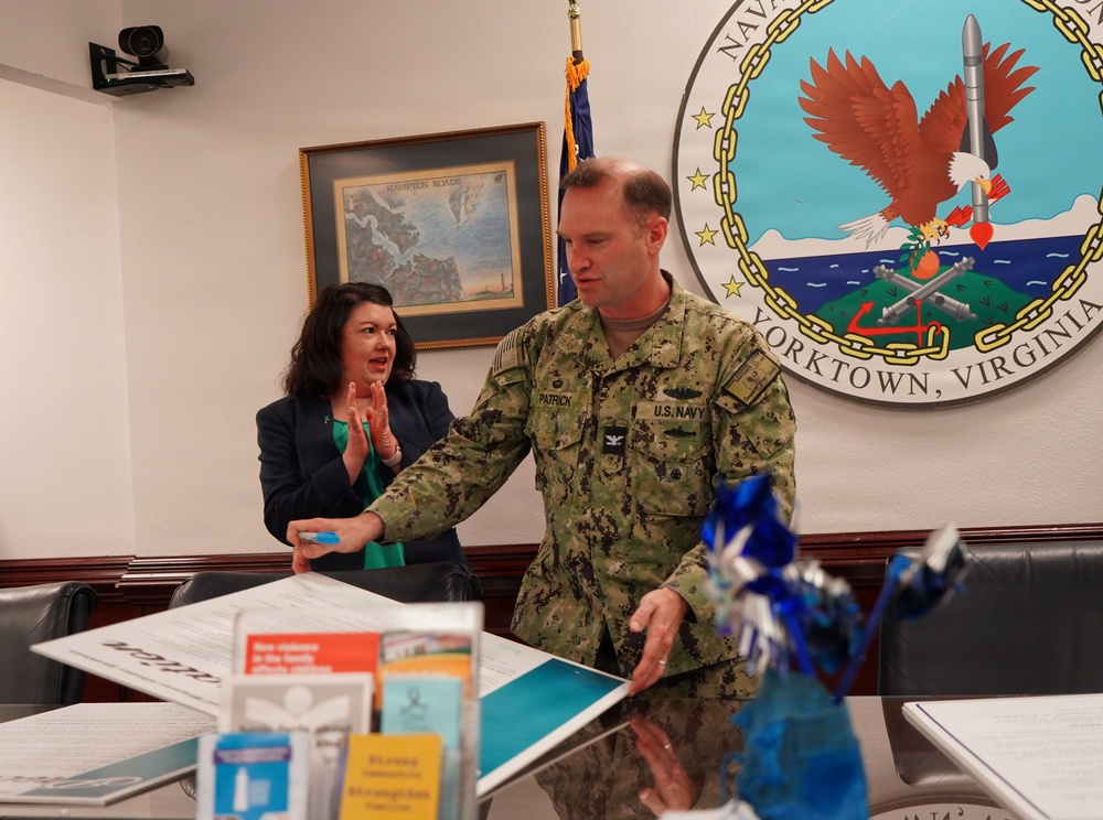 A United Front: Installation leadership and Fleet &amp; Family Support Center kick off a Month of Awareness at Weapons Station Yorktown