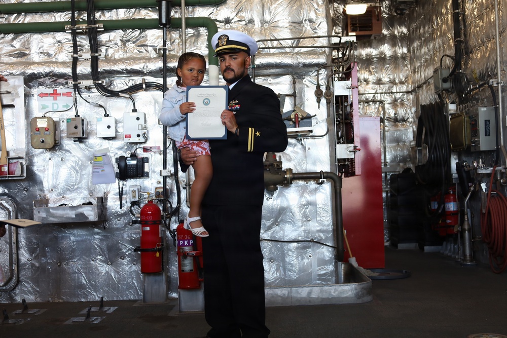 Letter of Appreciation presented to BM1 Keil's daughter, Jordyn