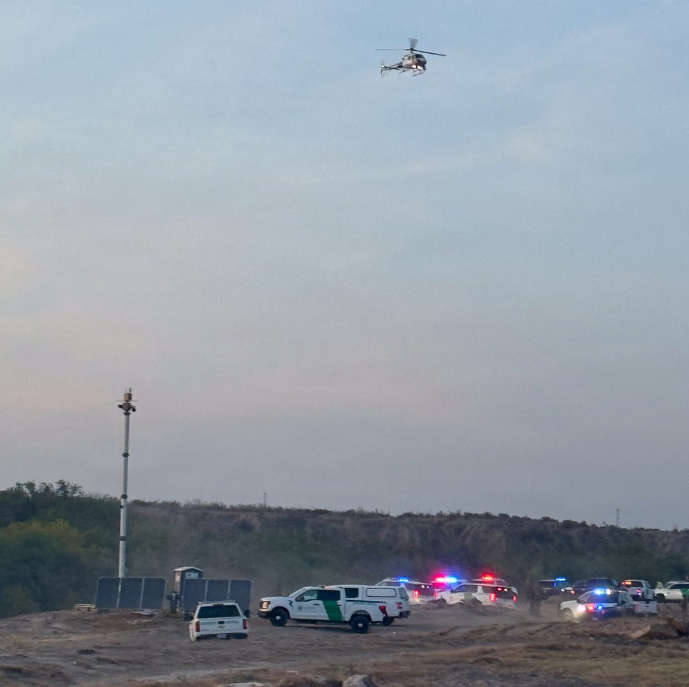 U.S. Border Patrol agents, Texas state troopers, and U.S. Army soldiers assigned to JTF-SB rescue three Illegal aliens attempting to cross the U.S southern border.