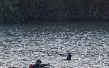 U.S. Border Patrol agents, Texas state troopers, and U.S. Army soldiers assigned to JTF-SB rescue three Illegal aliens attempting to cross the U.S southern border.