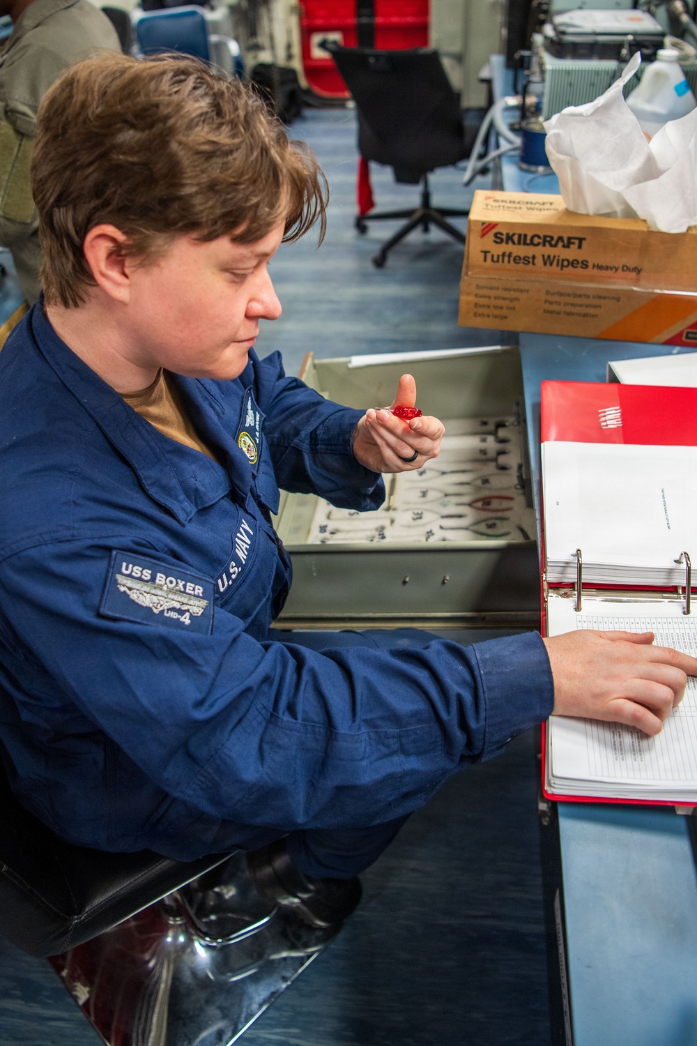 Sailors, Marines Work Together in Boxer AIMD Spaces