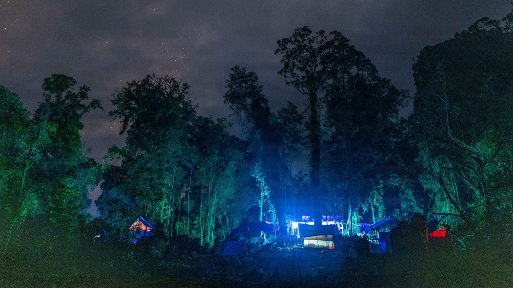 Starry night over base camp in Papua New Guinea