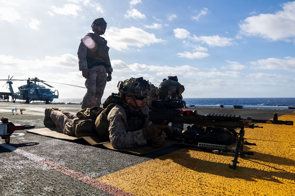 11th MEU Marines, Sailors Conduct a Defense of The Amphibious Task Force Drill Aboard USS Boxer