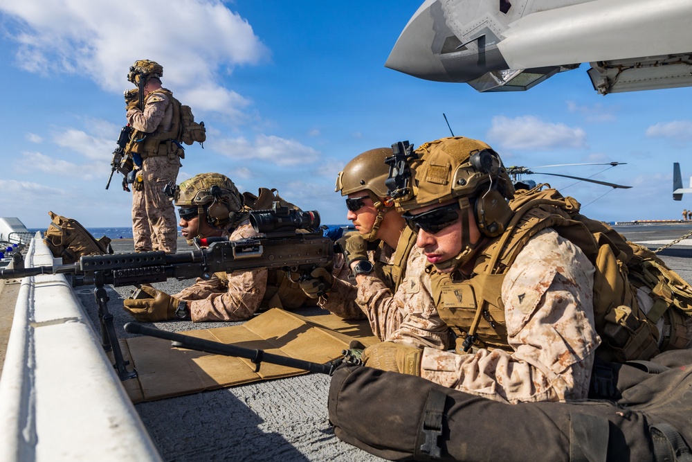 11th MEU Marines, Sailors Conduct a Defense of The Amphibious Task Force Drill Aboard USS Boxer