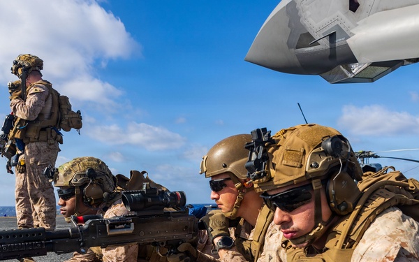 11th MEU Marines, Sailors Conduct a Defense of The Amphibious Task Force Drill Aboard USS Boxer