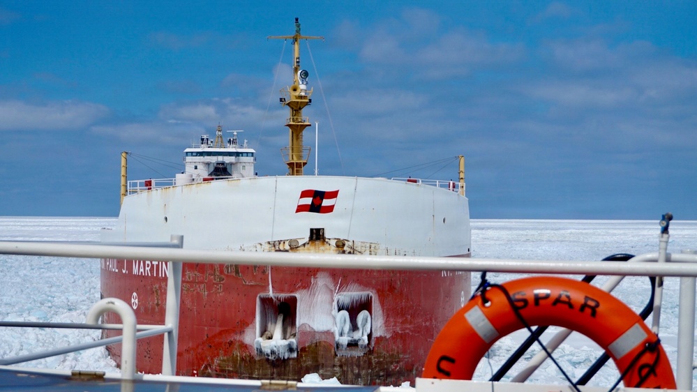 Coast Guard Cutter Spar assists vessel beset by ice