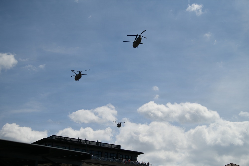 Michigan National Guard Soldiers participate in the Detroit Tigers Opening Dey Ceremony.