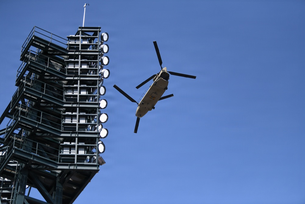 Michigan National Guard Soldiers participate in the Detroit Tigers Opening Dey Ceremony.