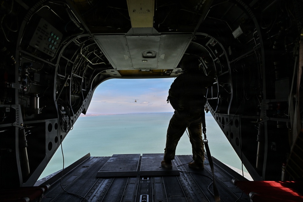 Michigan Army National Guard CH-47 Chinooks Conduct Flyover for Detroit Tigers Opening Day at Comerica Park
