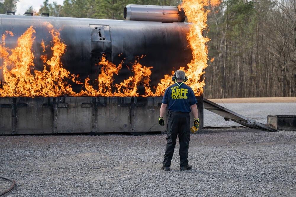 Arnold Fire and Emergency Services conducts annual aircraft live fire training