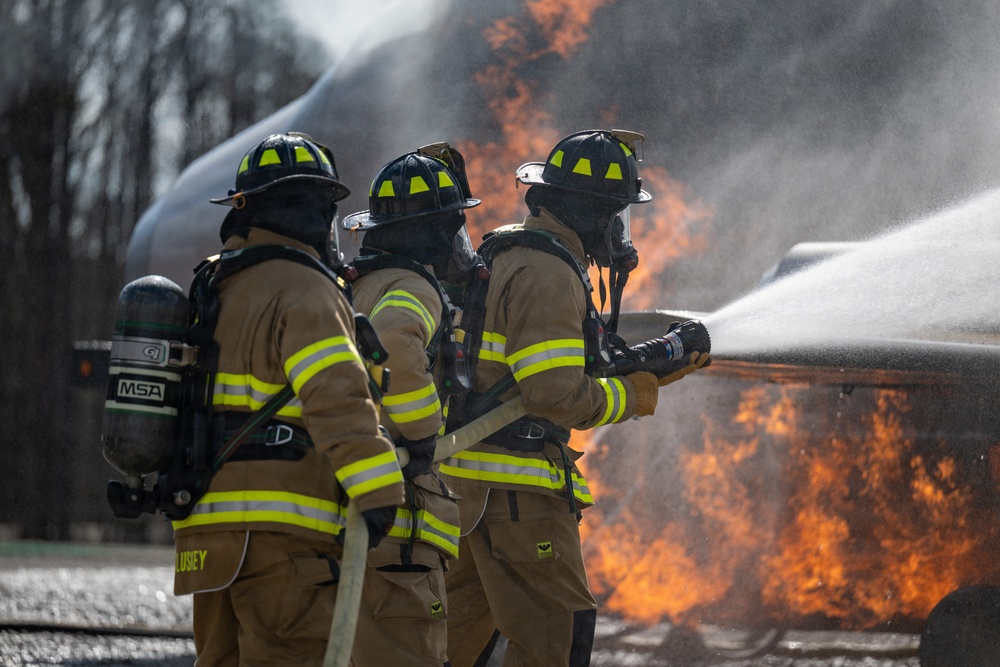 Arnold Fire and Emergency Services conducts annual aircraft live fire training