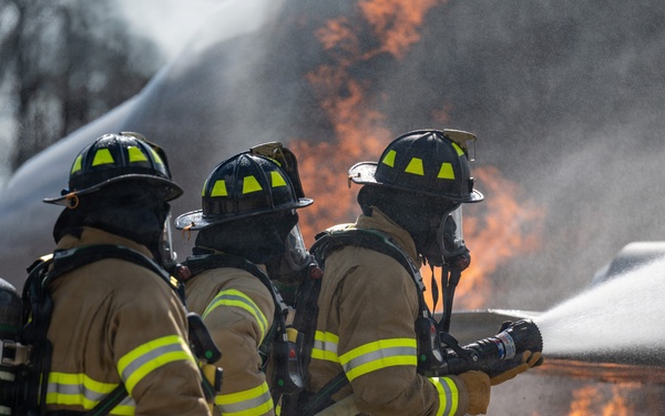 Arnold Fire and Emergency Services conducts annual aircraft live fire training