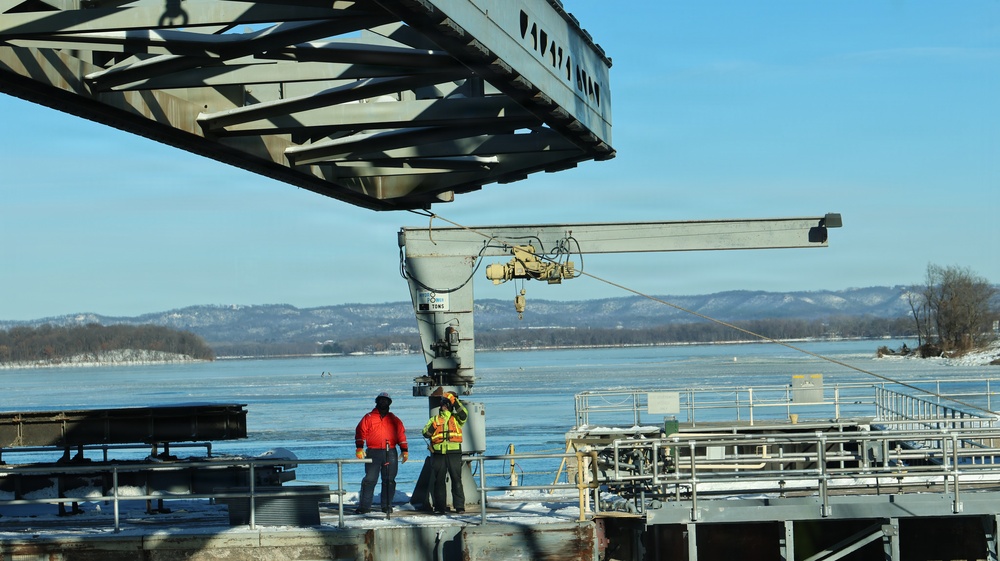 The St. Paul District conducts winter maintenance at Lock and Dam 7