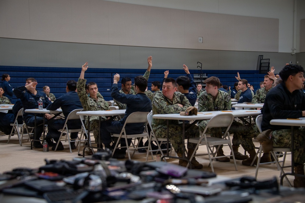 USS Carl Vinson (CVN 70) Sailors take the Advancement Exam