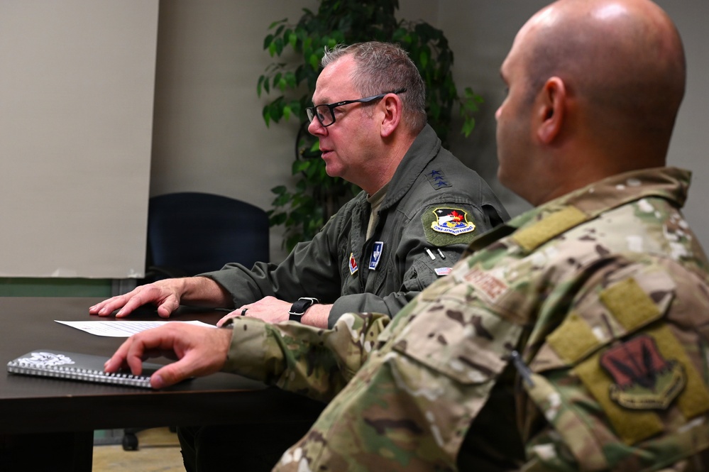 U.S. Air Force Lt. Gen. Luke Ahmann, Commander, Continental U.S. North American Aerospace Defense Command Region; Commander, 1st Air Force (U.S. Air Forces Northern and U.S. Air Forces Space) visits the 177th Fighter Wing, New Jersey Air national Guard