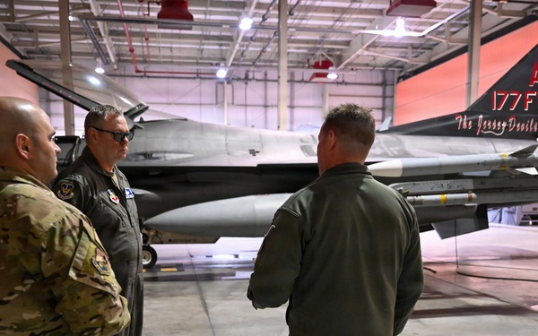 U.S. Air Force Lt. Gen. Luke Ahmann, Commander, Continental U.S. North American Aerospace Defense Command Region; Commander, 1st Air Force (U.S. Air Forces Northern and U.S. Air Forces Space) visits the 177th Fighter Wing, New Jersey Air national Guard