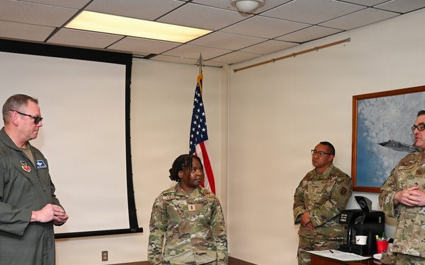 U.S. Air Force Lt. Gen. Luke Ahmann, Commander, Continental U.S. North American Aerospace Defense Command Region; Commander, 1st Air Force (U.S. Air Forces Northern and U.S. Air Forces Space) visits the 177th Fighter Wing, New Jersey Air national Guard