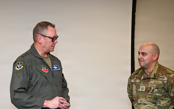 U.S. Air Force Lt. Gen. Luke Ahmann, Commander, Continental U.S. North American Aerospace Defense Command Region; Commander, 1st Air Force (U.S. Air Forces Northern and U.S. Air Forces Space) visits the 177th Fighter Wing, New Jersey Air national Guard