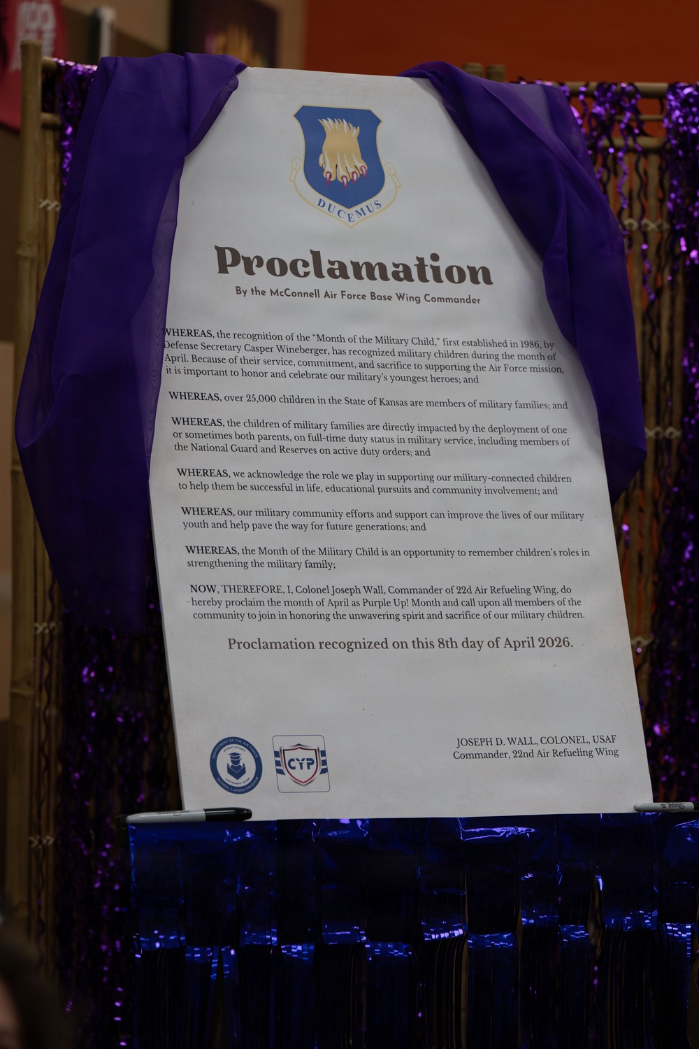 Purple Up: Month of the Military Child Proclamation