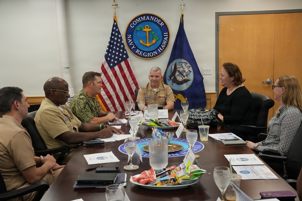 U.S. Senator Mazie Hirono's Chief of Staff, Coti-Lynne Haia, met with Navy Region Hawaii leadership to understand the command's structure and mission in supporting the fleet, warfighters, and their families.