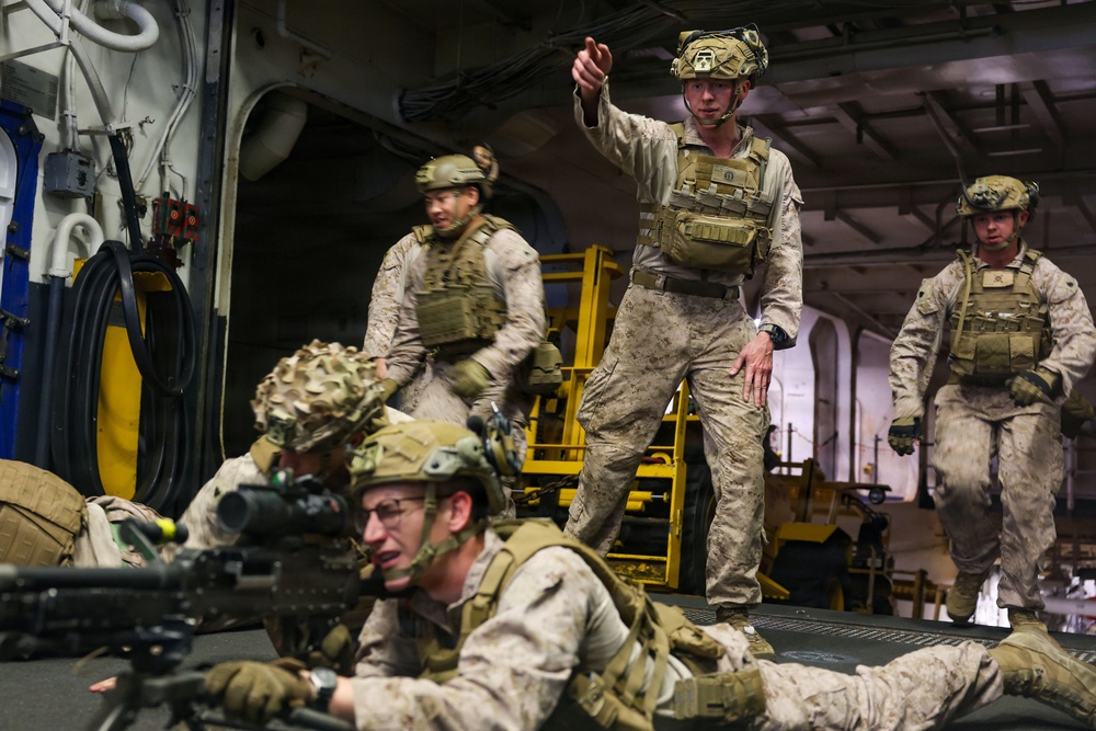 11th MEU Marines Conduct Weapons Familiarization Aboard USS Boxer