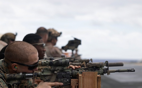 11th MEU Marines Conduct Marksmanship Training Aboard USS Boxer