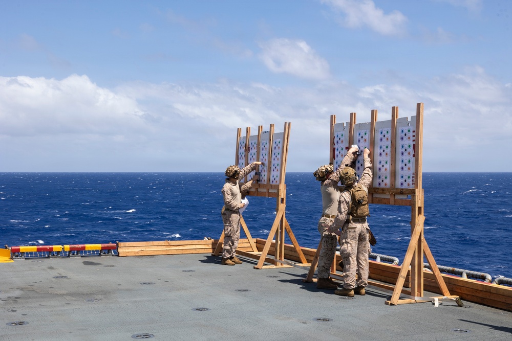 11th MEU Marines Conduct Marksmanship Training Aboard USS Boxer