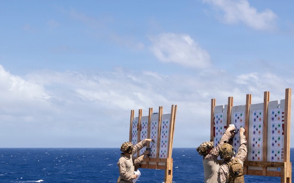 11th MEU Marines Conduct Marksmanship Training Aboard USS Boxer