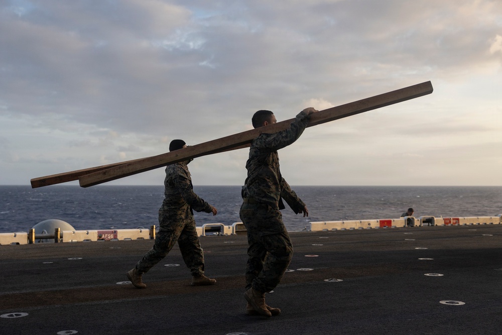 11th MEU Marines Conduct Marksmanship Training Aboard USS Boxer
