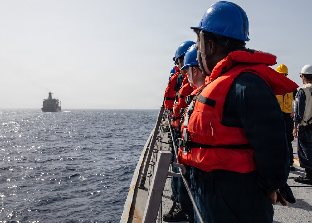USS Mitscher Conducts a Replenishment-at-Sea