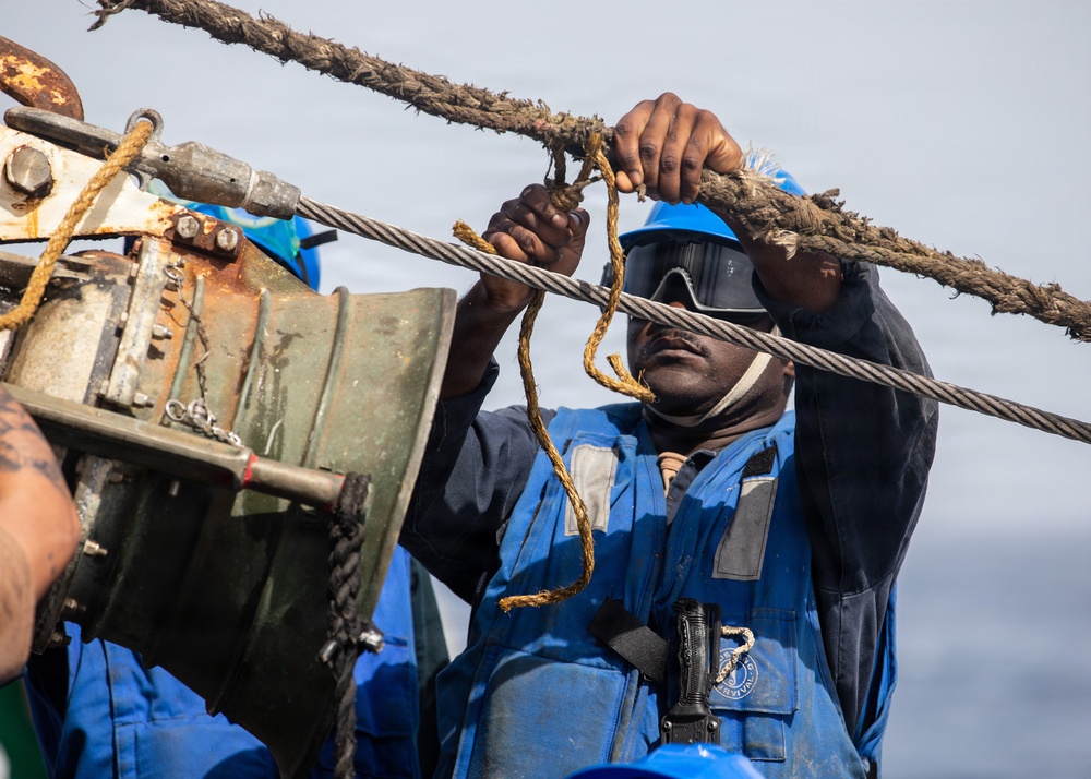 USS Mitscher Conducts a Replenishment-at-Sea