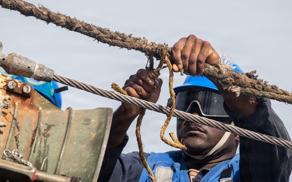USS Mitscher Conducts a Replenishment-at-Sea
