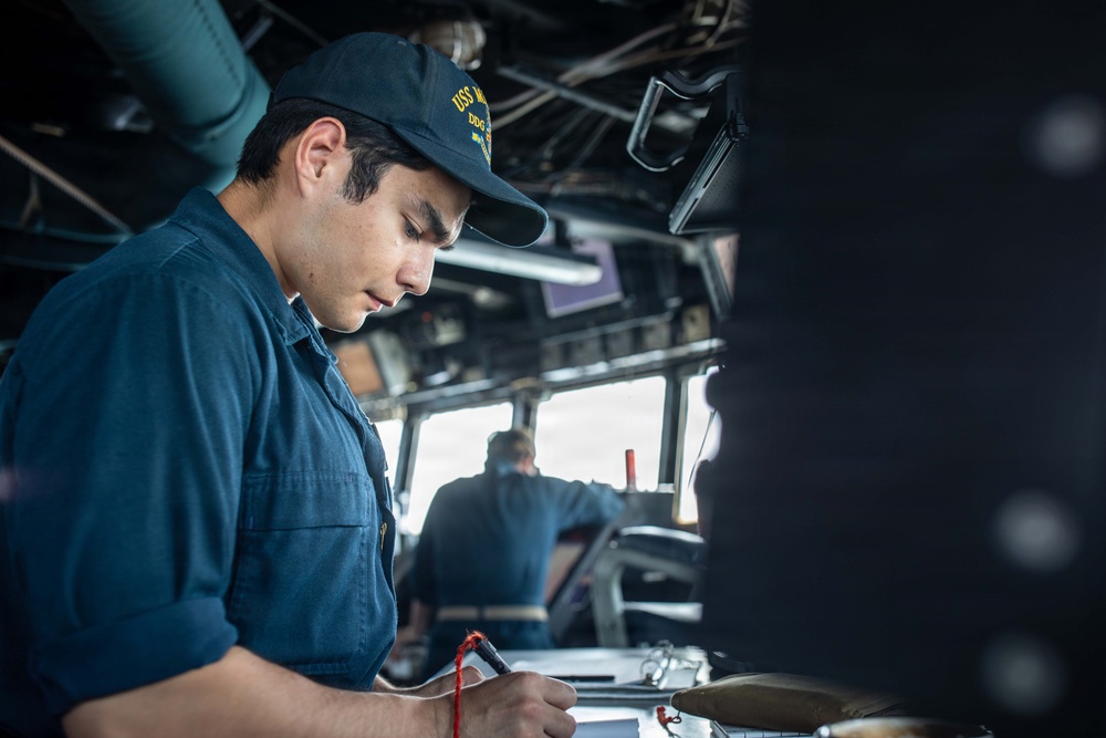 USS Mitscher Conducts a Replenishment-at-Sea